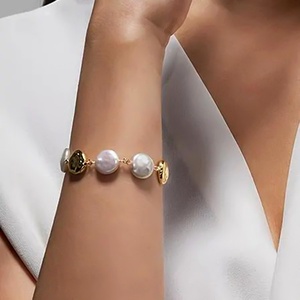 European and American Stainless Steel <b>Pearl</b> Retro <b>Bracelet</b> Simple 18K Gold-Plated Stainless Steel <b>Bracelet</b> - Product Image 3