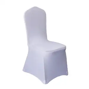 Дешевые эластичные белые чехлы на стулья из спандекса для отелей, ресторанов, свадебных банкетов, вечеринок