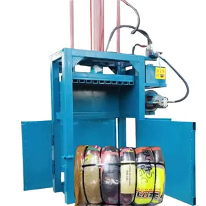 Hydraulic Vertical Baler Used To Compress Waste Clothes And Plastic Bottle