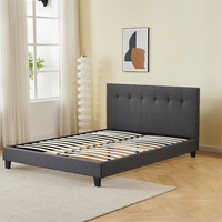 Cadre de lit double de luxe moderne et durable, taille king size, avec revêtement en tissu