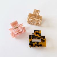 Sayoung ODM/OEM 5cm petite écaille de tortue gothique marbre vertical carré acétate de cellulose pince à cheveux pour les femmes