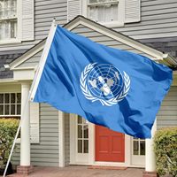 Drapeau mondial 3x5 pieds Nations Unies Impression numérique écologique Double face Toile avec bande de fixation Couleurs vives Extérieur