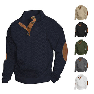 Sweat-shirt chaud en tricot jacquard pour homme personnalisable, poids lourd, taille européenne premium S-5XL, taille plus, col montant, manches longues - Product Image 2