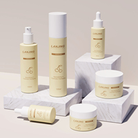 Ensemble d'emballages cosmétiques en verre beige personnalisés de 50 ml, flacons de toner de 30 ml et pots de crème de 30 g pour soins de la peau et crèmes pour le visage