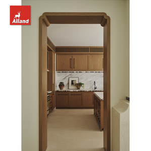 Armoires de cuisine Alland de style luxueux en chêne blanc, portes shaker, finition en <span class=keywords><strong>bois</strong></span> naturel teinté, avec panneau à lattes et îlot central - Product Image 6