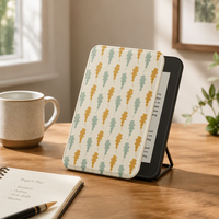 Sarung Pelindung Kindle Paperwhite 2026 dari Kulit PU dengan 8 Inti Magnetik Kuat, Pola Daun Cetak Khusus di Seluruh Permukaan, Otomatis