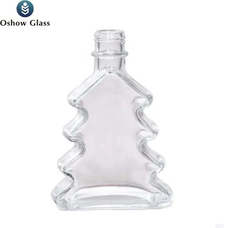 OSHOW New 100ml 200ml Christmas Tree Shape Aromatherapy Diffuser Glass Bottle With Screw Cap