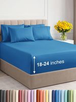 Ensemble de draps Extra Deep Queen-Draps respirants et rafraîchissants de 6 pièces-Ensemble de literie de luxe pour hôtel avec poches extra profondes de 18 à 24 pouces