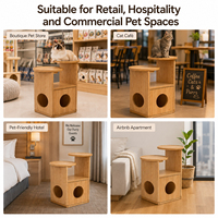 Maison pour animaux de compagnie et table d'appoint en chêne rouge, moderne, minimaliste, écologique, pour chats et chiens, table d'angle multifonctionnelle durable