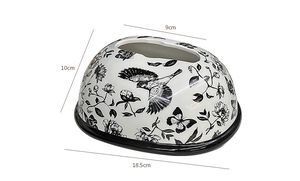 Caja de pañuelos de cerámica en blanco y negro imágenes de pájaros españoles soporte de pañuelos para coche - Product Image 6