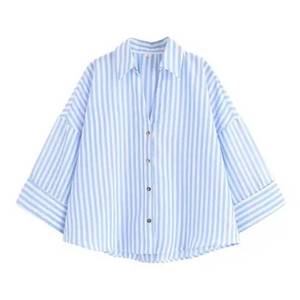 <span class=keywords><strong>Camicia</strong></span> Estiva 2025 Nuova Collezione <span class=keywords><strong>Donna</strong></span> Europea Americana Casual Slimming <span class=keywords><strong>in</strong></span> <span class=keywords><strong>Lino</strong></span> con Bottoni a Righe Multicolore Eco-Friendly a Maniche Lunghe - Product Image 2