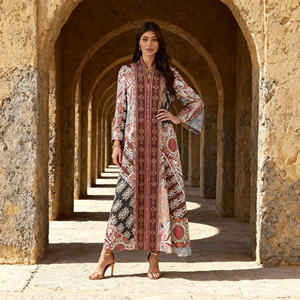Vestido Abaya Elegante de Poliéster Estampado de Alta Calidad para Mujeres Musulmanas, Venta al Por Mayor, Personalizado, OEM, ODM - Product Image 2