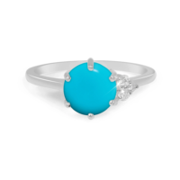Bague Olivia en argent 925 personnalisée avec pierres turquoise, cadeaux d'anniversaire et de fiançailles, bijoux pour femmes