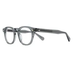 Kacamata bingkai bulat Retro pria dan wanita, kacamata optik Anti sinar biru asetat 2024