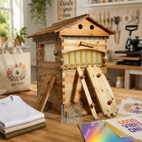 Neue Automatische Holz-Bienenstockrahmen Imkerei-Ausrüstung mit Bienenwachs Freifließender Honigbienenstock Metall & Bambus 3 Jahre Garantie