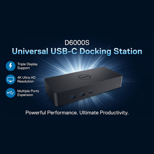 Universal Dock D6000S DisplayLink USB-C Docking Station 130W Adapter Supports Triple Monitor for Dell