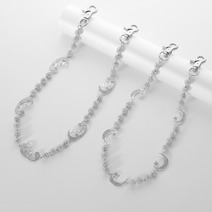Cadena de cintura de bola de <span class=keywords><strong>discoteca</strong></span> de moda <span class=keywords><strong>Luna</strong></span> y Estrella 10mm cuentas de arcilla con diamantes de imitación aleación bolsillo cadena cinturón cuerpo joyería para regalo de fiesta - Product Image 3
