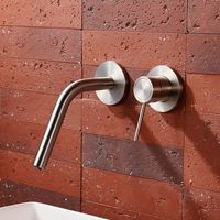 Robinet de lavabo encastré tout en cuivre brossé or, robinet mural pour eau chaude et froide, robinet mural pré-encastré extensible