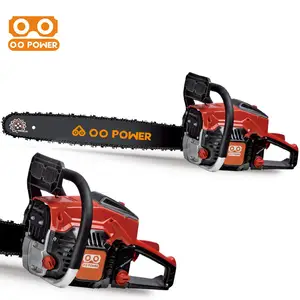 O O Power بيع بالجملة منشار كهربائي قوي يعمل بالبنزين 58cc منشار سلسلة للغابات مع قطع غيار