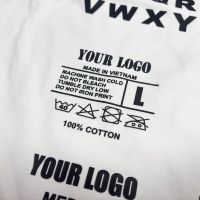 Étiquettes de marque personnalisées durables pour vêtements, impression textile, toucher doux, encre blanche, vente en gros, faible MOQ, étiquettes de marque DTF pour vêtements