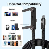 Cable de Carga de 240W con Soporte para Teléfono, 1m, Nailon con Blindaje Trenzado, Transferencia de Datos Tipo-C para Teléfonos Móviles y Cámaras