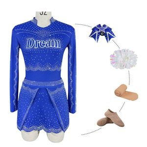 Meilleurs uniformes de pom-pom girls personnalisés en gros ensembles de danse bleue tenues de pom-pom girl - Product Image 1