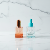 Flacon compte-gouttes en verre 40 ml, carré plat avec bouchon à vis pour les gouttes oculaires, huile essentielle de voyage, emballage cosmétique