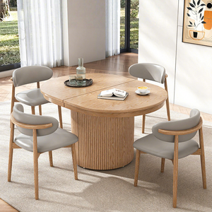 <span class=keywords><strong>Tavolo</strong></span> <span class=keywords><strong>da</strong></span> Pranzo Allungabile Convertibile in Stile Nordico <span class=keywords><strong>con</strong></span> Bordo in Legno Massello di Quercia, <span class=keywords><strong>Panca</strong></span> Pieghevole per Appartamento e Arredamento Casa - Product Image 4