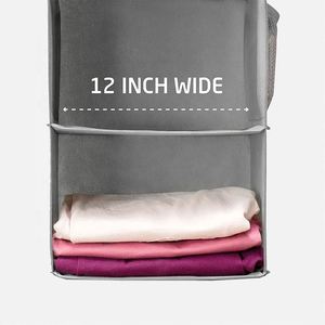 5 Shelf Foldable Hanging Closet Organizer with Hooks Space Saver for Clothing & Bedding Breathable Shelves & 6 Side Pockets - Product Image 5