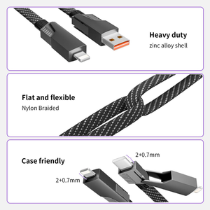 Cable de Carga Múltiple Plano <span class=keywords><strong>y</strong></span> Trenzado 4 en 1 con PD de 65W, Eficiente, para Uso Profesional, Compatible con Laptops, Smartphones <span class=keywords><strong>y</strong></span> Dispositivos Universales - Product Image 4