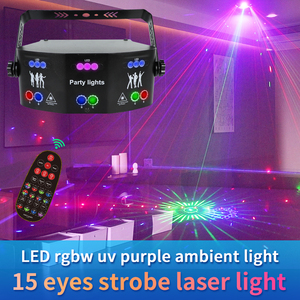 15 lumières laser stroboscopiques pour DJ, décoration, faisceau DMX, lumière LED disco, commande vocale pour boîte de nuit, fête à domicile, effets d'éclairage de scène - Product Image 3