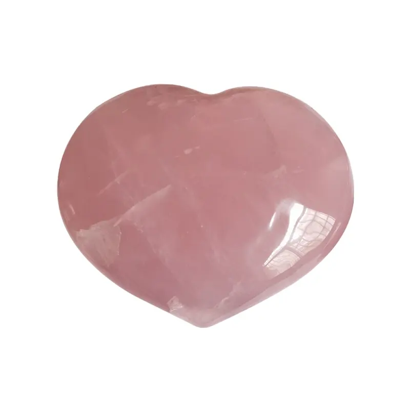 Hand carved natural pink rose crystal big heart shaped for healing stones