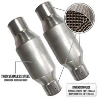 Konverter Katalitik Universal Aliran Tinggi 3 Inci Tipe Spun Inti Metalik 200 400 Sel Euro 456 Manifold Knalpot Performa Tinggi Tanpa CEL
