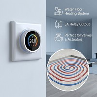 Termostato WiFi Tuya para Calefacción por Suelo Radiante, 3A, Contacto Seco, Pantalla TFT de 1.28 Pulgadas, Perilla Giratoria, Programable Semanalmente