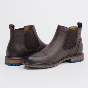 Bottes Chelsea pour hommes de style britannique, design rétro composite, sangle élastique, lacets à la cheville, imperméables, automne-hiver, souples, plates, grandes tailles - Product Image 4