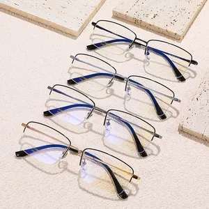 FANXUN 2445 mode B titane myopie cadre décontracté hommes affaires carré cadre demi-monture lunettes