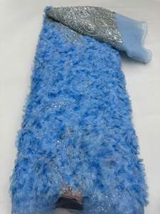 قماش دانتيل شانتيلي مطرز بالزهور بتصميم جديد من NI.AI، قماش دانتيل مزين بالترتر، قماش دانتيل مطرز باللؤلؤ، قماش شبكي من الدانتيل - Product Image 4