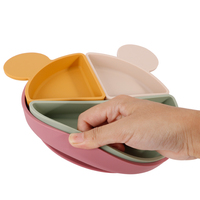 Assiette amovible en silicone en forme d'ours, adaptée aux enfants, de qualité alimentaire, durable, sûre et portable