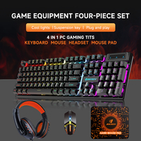 Ensemble Gaming JERTECH Personnalisé CT4-01 4-en-1 : Casque, Tapis de Souris, Clavier et Souris de Jeu Rétroéclairés LED