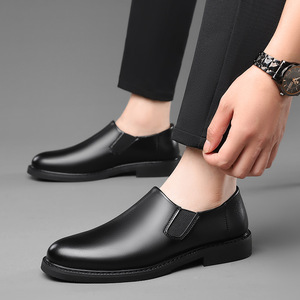 Mocasines de Cuero Genuino para Hombre, con Punta Puntiaguda, Suela de Goma, Suela Suave, Zapatos Casuales de Negocios para Boda, Otoño - Product Image 2