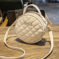 Sac à bandoulière simple pour fille ronde de couleur unie sac à bandoulière souple en PU à motifs de diamants pour femmes pochette à texture haut de gamme pour femmes