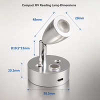 Lampe de lecture tactile à intensité variable pour camping-car, en aluminium, avec USB-C, pour intérieur de camping-car, lampe de chevet, 12V/24V, LED, éclairage pour camping-car