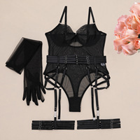 Ff1850 Mini Mesh Transparant Badpak V-Hals Doorzichtig Sexy Lingerie Doorschijnende Bodysuit Uit Één Stuk