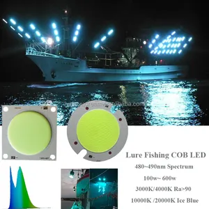 Señuelo de pesca led cob, luces subacuáticas de 100w, color verde