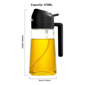 Nueva Experiencia en Ventas: Botella de Aceite 2 en 1 de 470 ml, Botella de Vidrio Premium de 16 oz con Rociador de Aceite de Oliva - Product Image 4