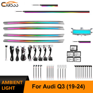 Luz Ambiental Cardoo para <span class=keywords><strong>Audi</strong></span> <span class=keywords><strong>Q3</strong></span> 2019-2024, Actualización de 64 Colores, Iluminación Ambiental Interior para Automóvil, Kit de Accesorios con Grabado Láser - Product Image 1