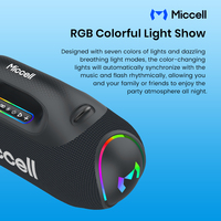 Altavoz Inalámbrico Portátil para Exteriores Miccell SP72 BT6.0, IPX5, Luces LED RGB, Batería de 4500 mAh, Control Táctil, Micrófono Integrado para Fiestas