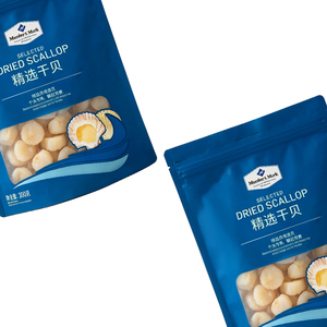 Custom Moisture Proof Dry Seafood Storage <b>Bag</b> Print Blue Clear Window Stand Up Zipper Pouch for Dried Scallop Packaging - Product Image 6