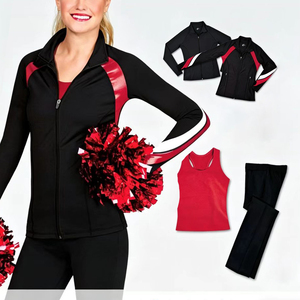 Custom Sublimation Cheerleading Uniforms | Cheerleading Warm-Up Jackets | Black Gymnastics and Cheerleading Outfits - Product Image 1