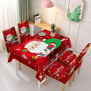 Venta caliente Navidad digital Santa impresión mantel impermeable antideslizante elástico silla CUBIERTA Cubierta de mesa conjunto - Product Image 2